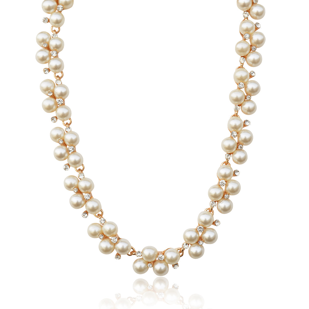 Gold-Toned Alloy Falling Pearl Necklace - The Pari | Swadesiicart