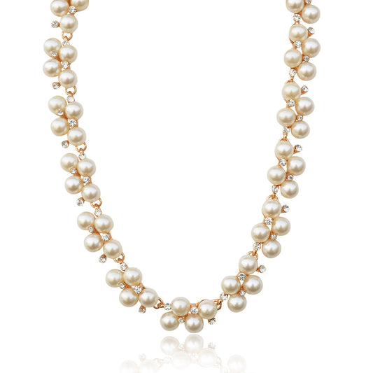 Gold-Toned Alloy Falling Pearl Necklace - The Pari | Swadesiicart