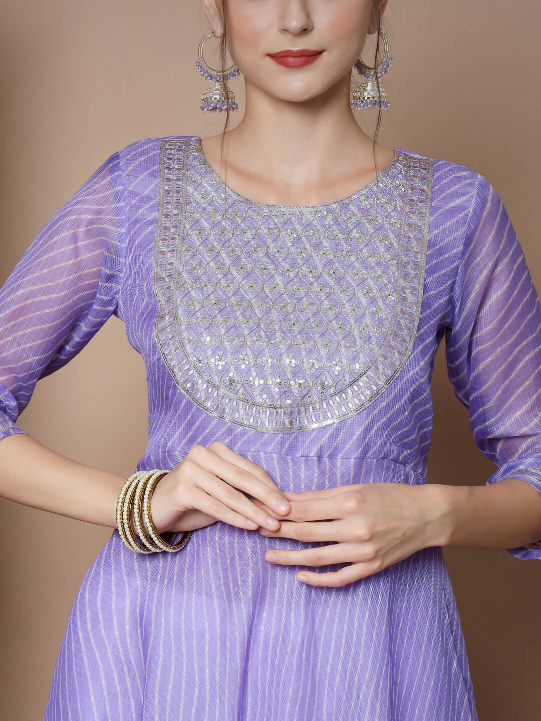 Myshka Women's Purple Anarkali Kurta & With Dupatta