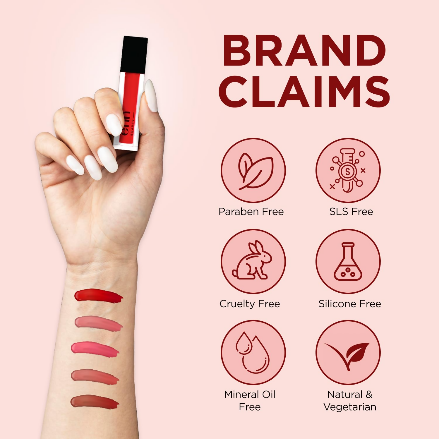 Enn Semi Matte Red Liquid Lipstick - Sangria Red 