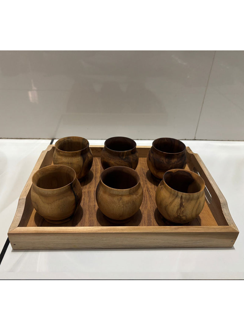 Wood estate Artistic Wooden Tea/Coffee Set-Natural Wooden Tea Drinking Cup Coffee Cup  Grab2Buy Prazu Fashion Grab2Buy