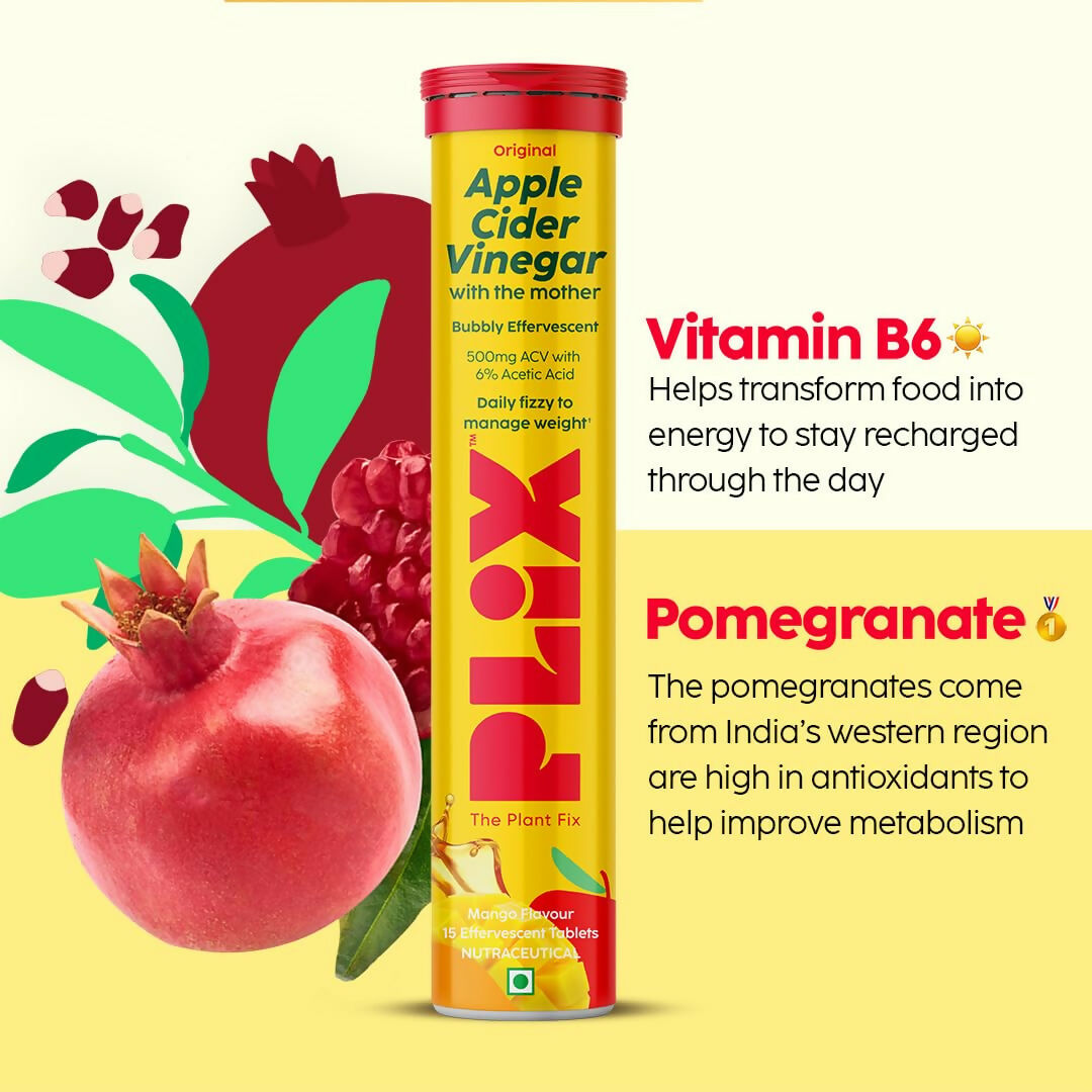 PLIX The Plant Fix Apple Cider Vinegar Effervescent Tablets with Mother - Mango 