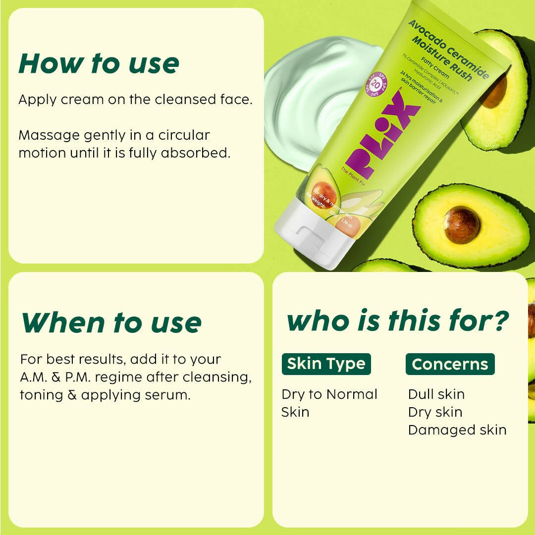 PLIX The Plant Fix Avocado Ceramide Moisture Rush Fatty Cream 