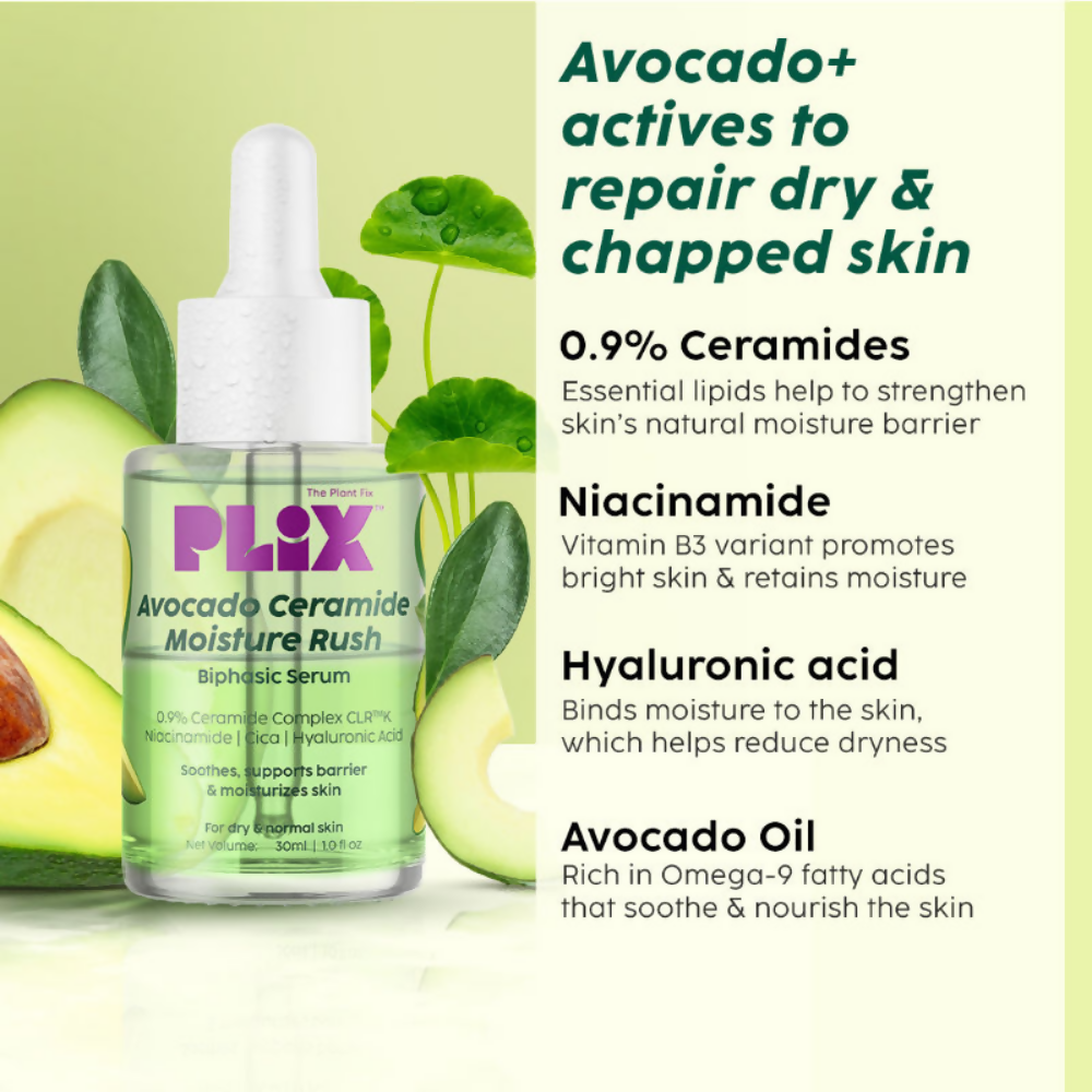 PLIX The Plant Fix Avocado Ceramide Moisture Rush Skincare Duo - Serum & Cream