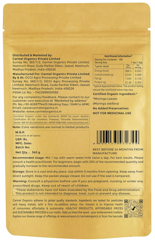 Carmel Organics Moringa Leaves Powder 