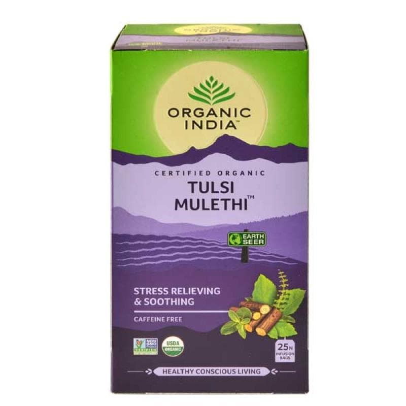 Organic India Tulsi Mulethi Tea Bags | Certified Organic Herbal Tea for Throat & Immunity 