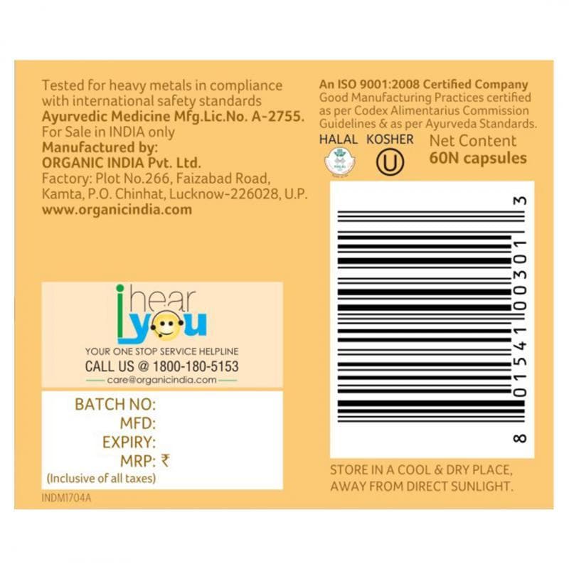 Organic India Turmeric Formula 60 Cap 