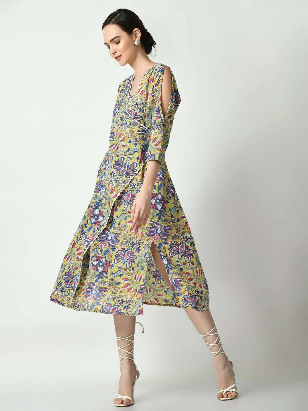 Myshka Women's Multi Floral Printed A-Line Dress