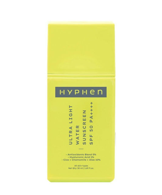 Hyphen By Kriti Sanon Ultra Light Water Sunscreen SPF 50 PA++++ UVA-UVB & Blue Light Protection, No White Cast, For Men & Women 