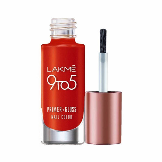 Lakme 9 To 5 Primer + Gloss Nail Colour - Cherry Red - Grab2buy