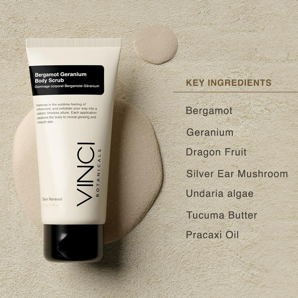 Vinci Botanicals Bergamot Geranium Body Scrub  Grab2Buy Vinci Botanicals Grab2Buy