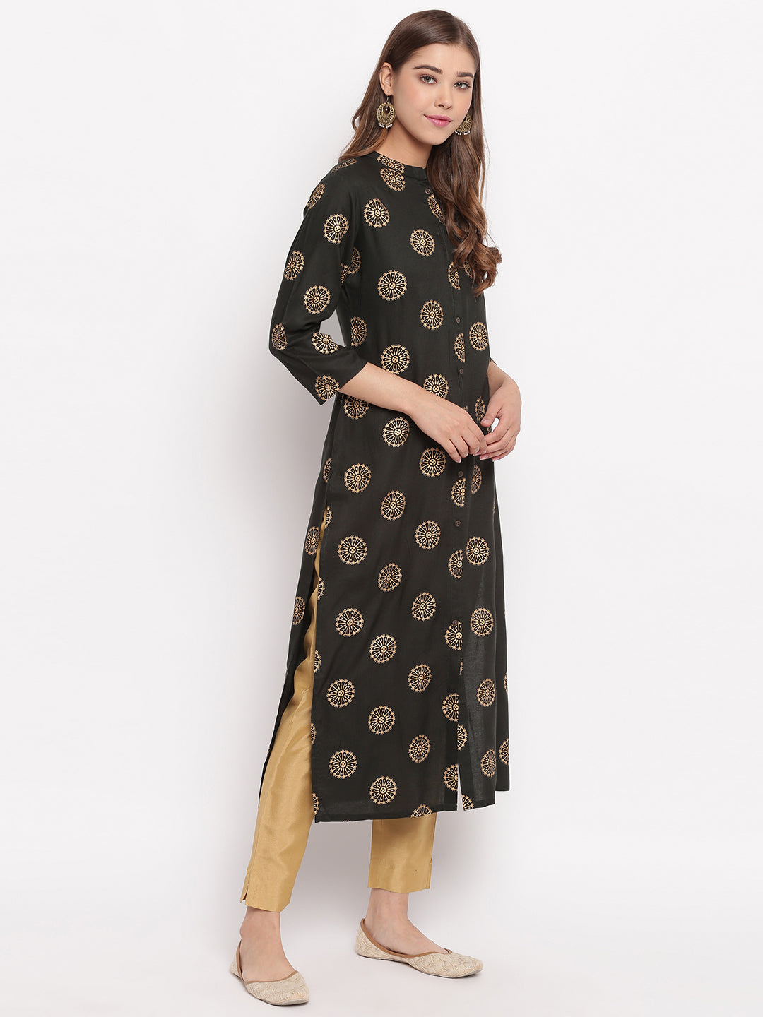 NOZ2TOZ Women Dark Green Cotton Kurti (1pc) 
