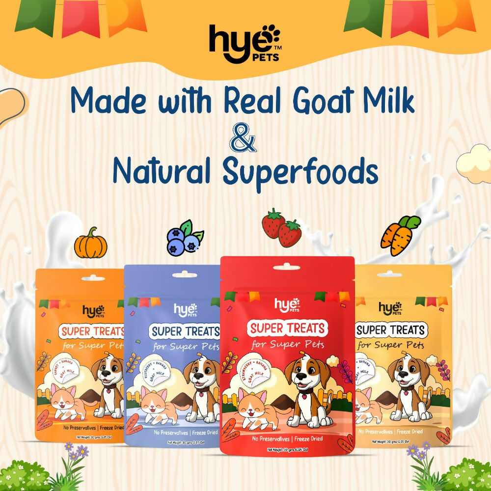Hye Pets Super Treats For Super Pets – Freeze Dried Treats Made With Goat Milk, Carrot & Banana 