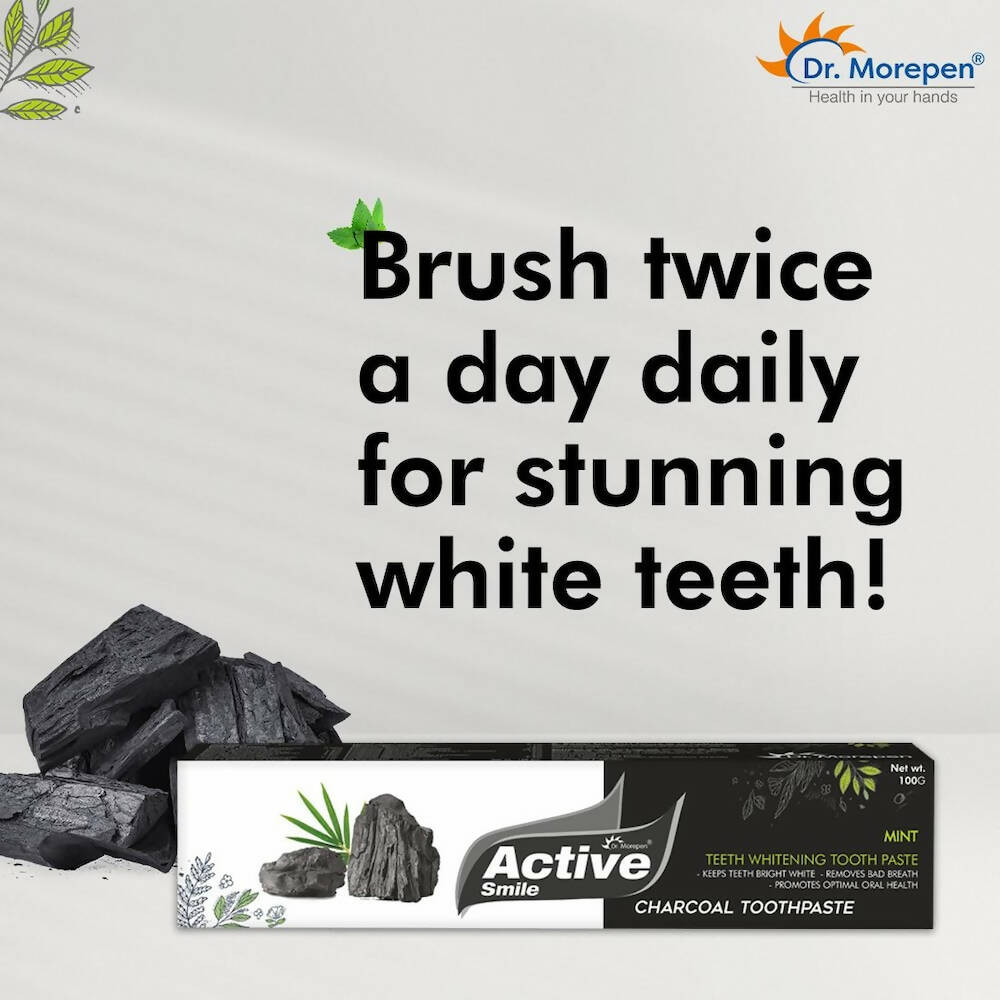Dr. Morepen Active Smile Charcoal Toothpaste for Teeth Whitening & Bad Breath Removal - Grab2buy
