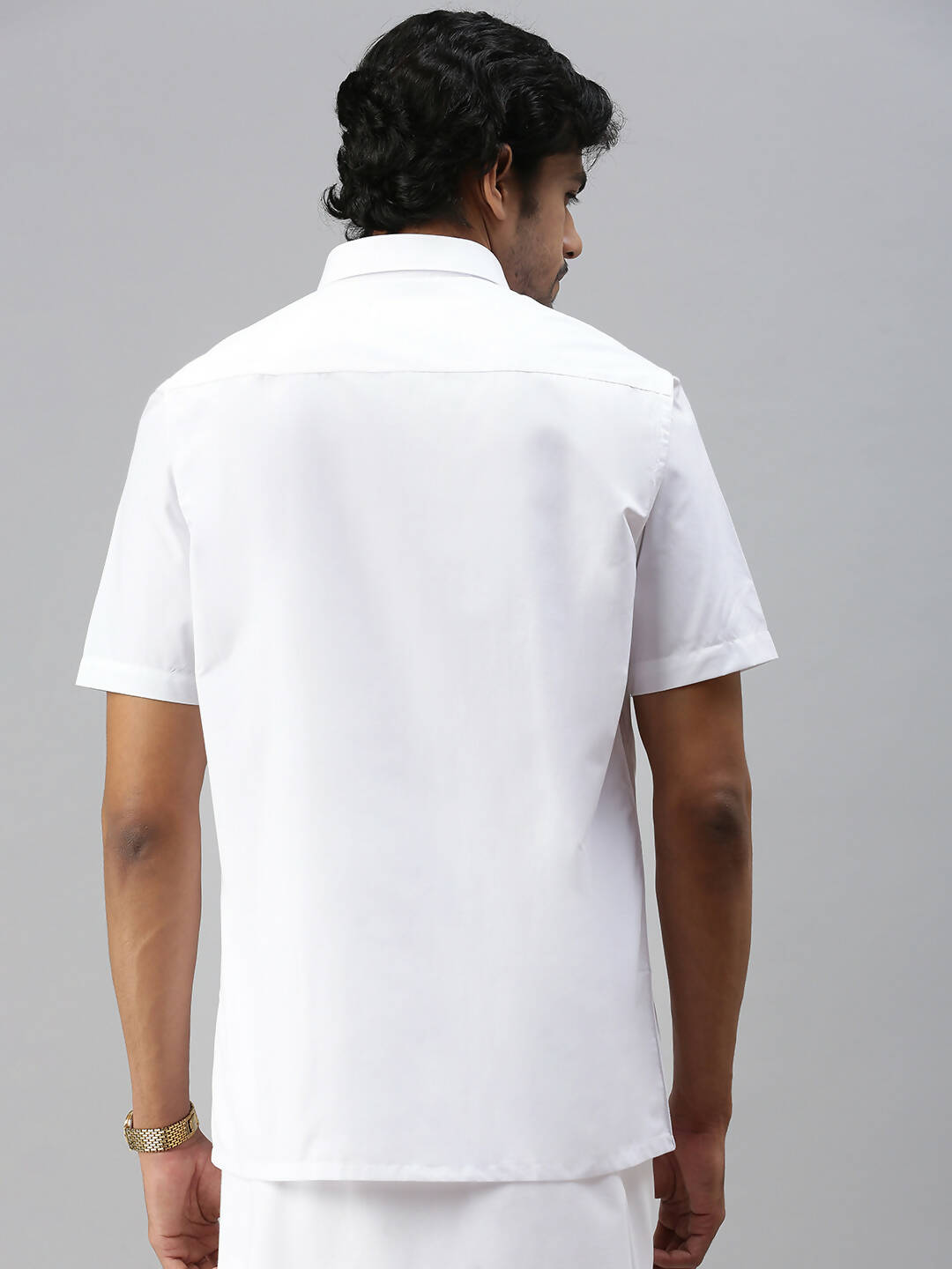 Ramraj Cotton Mens Half Sleeve Formal Poly Cotton White Shirt 