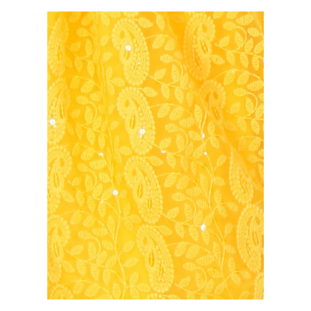 Akarshan viscose Lukhnowi Chikankari Anarkali kurta with Leggings - Yellow 