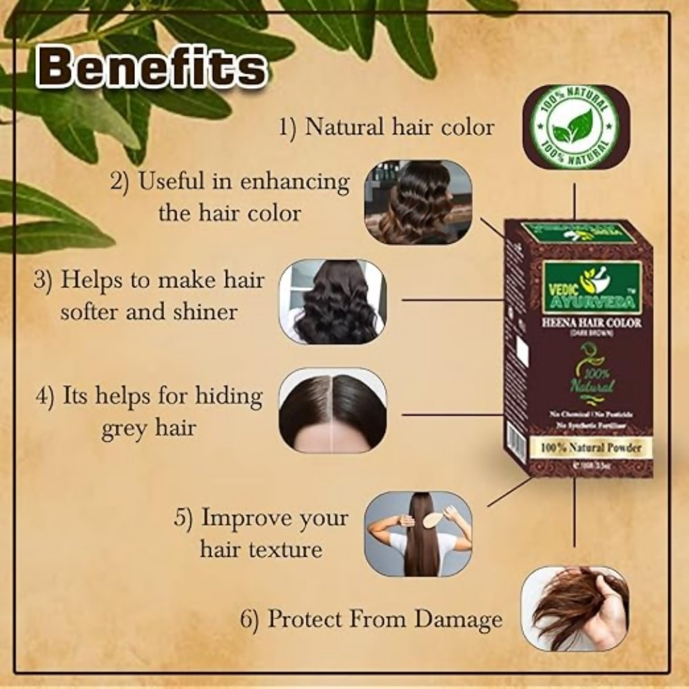 VedicAyurveda Henna Based Hair Colour - dark brown & Chestnut Brown  Grab2Buy VedicAyurveda Grab2Buy