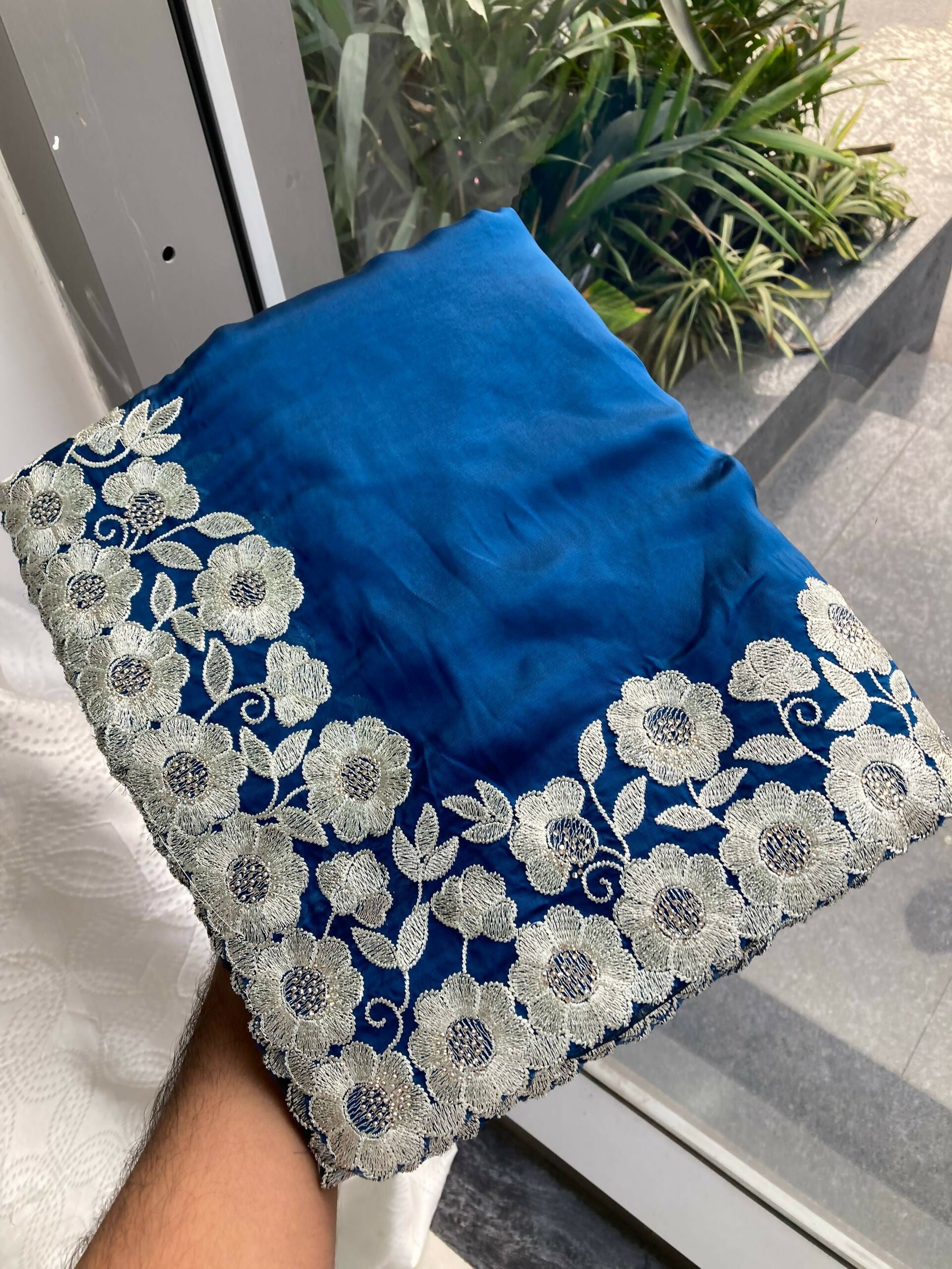 Teeya Creation New Trendy Stylish Party Wear Silk Saree-Blue