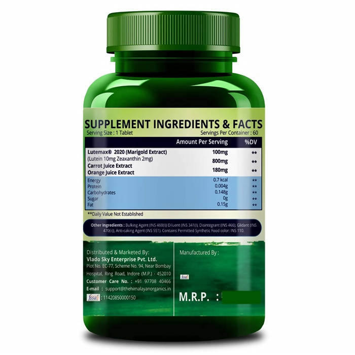 Himalayan Plant Based Eye Care Tablets Lutemax 2020 For Healthy Eyes: 60 Tablets