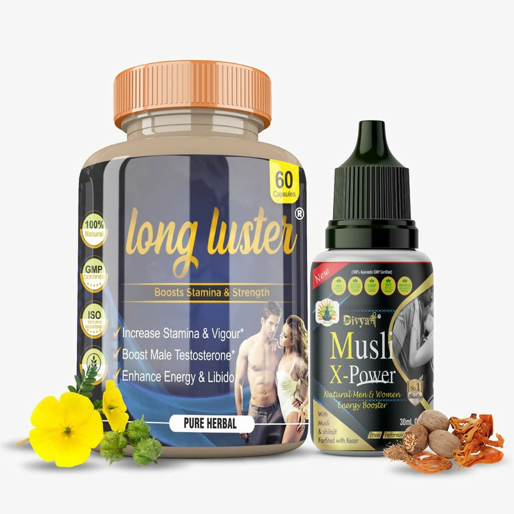 Divya Shree Long Luster Capsule & Musli X-Power Oil Combo - Grab2buy