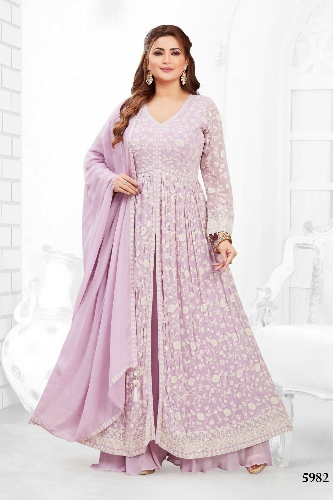 Joban Fashion Georgette Lylac Color Kurta Set