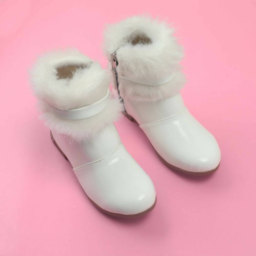 Tiny Bugs Girls Faux Fur Detail Winter Boots - White  Grab2Buy Tiny Bugs Grab2Buy