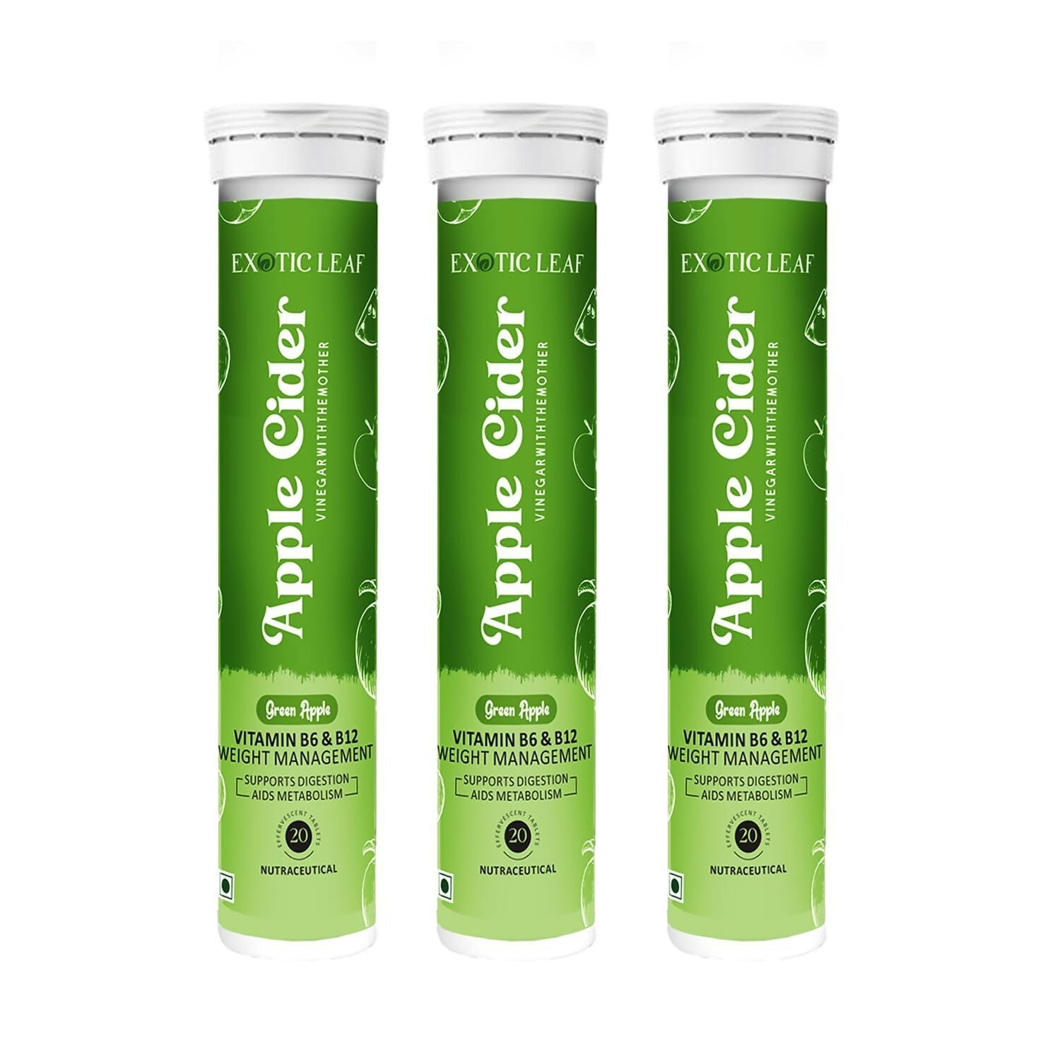 Exotic Leaf Green Apple Cider Vinegar Tablets 