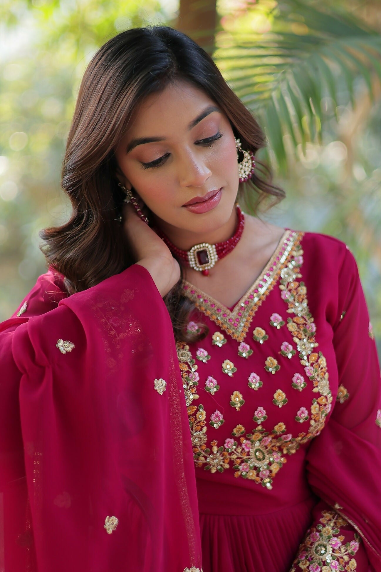 Joban Fashion Pink Georgette Sequence Embroidery Work Kurta Set