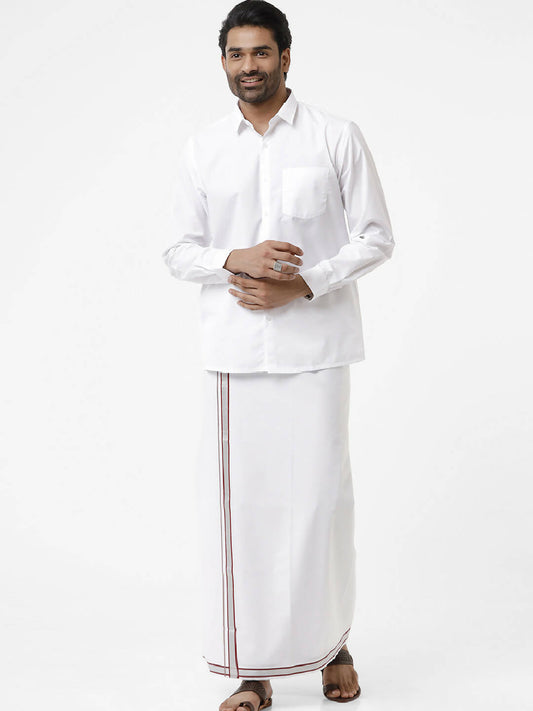 Ramraj Cotton Mens Full Sleeve White Shirt Plus Size - Samrat Cotton 