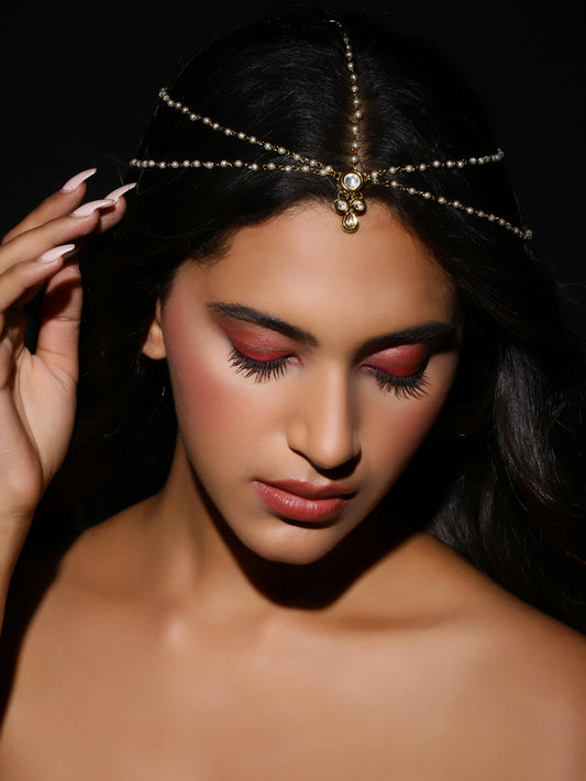 Gold-Plated Kundan Head Jewellery - Ruby Raang - Grab2buy