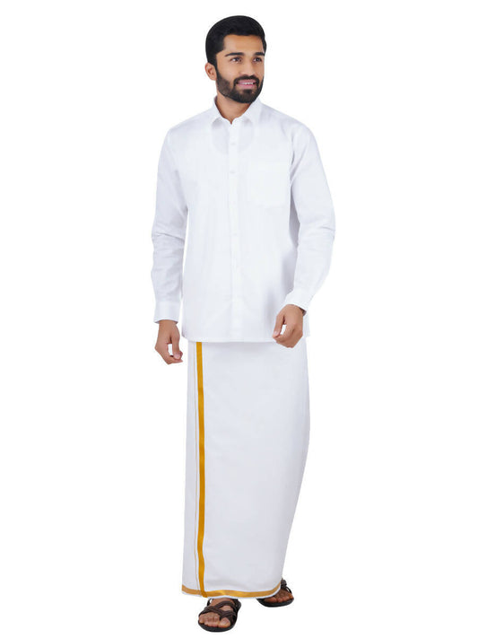 Ramraj Cotton Mens Full Sleeve White Shirt Plus Size - Royal Cotton 