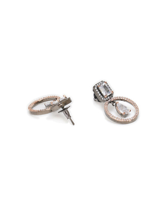 Stone kundan earrings (white) - Ruby Raang - Grab2buy
