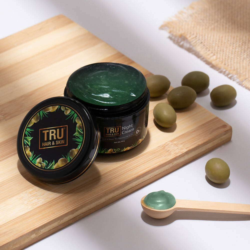 Tru Hair & Skin Night Cream With Green Tea, Niacinamide & Olive  Grab2Buy Tru Hair & Skin Grab2Buy