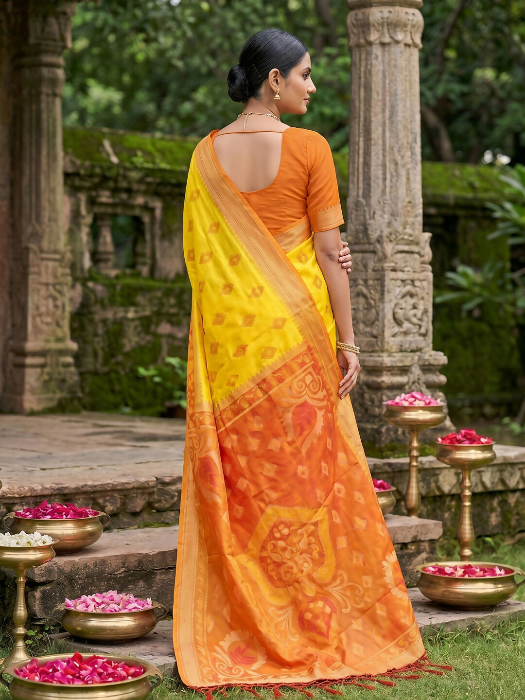 Shree Shyam Fashion Yellow Soft Silk Saree