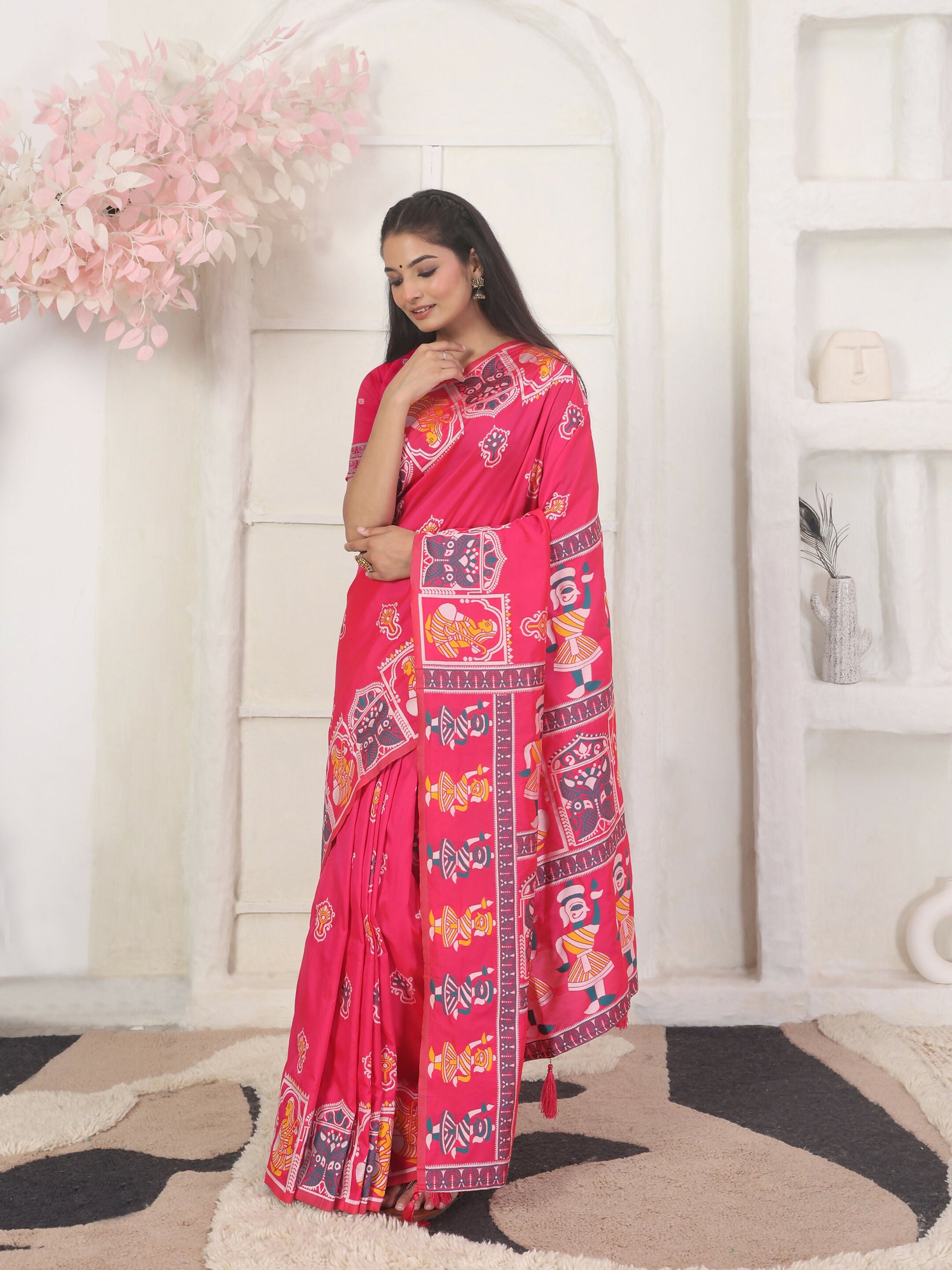 Shree Shyam Fashion Silk Blend Pink Saree