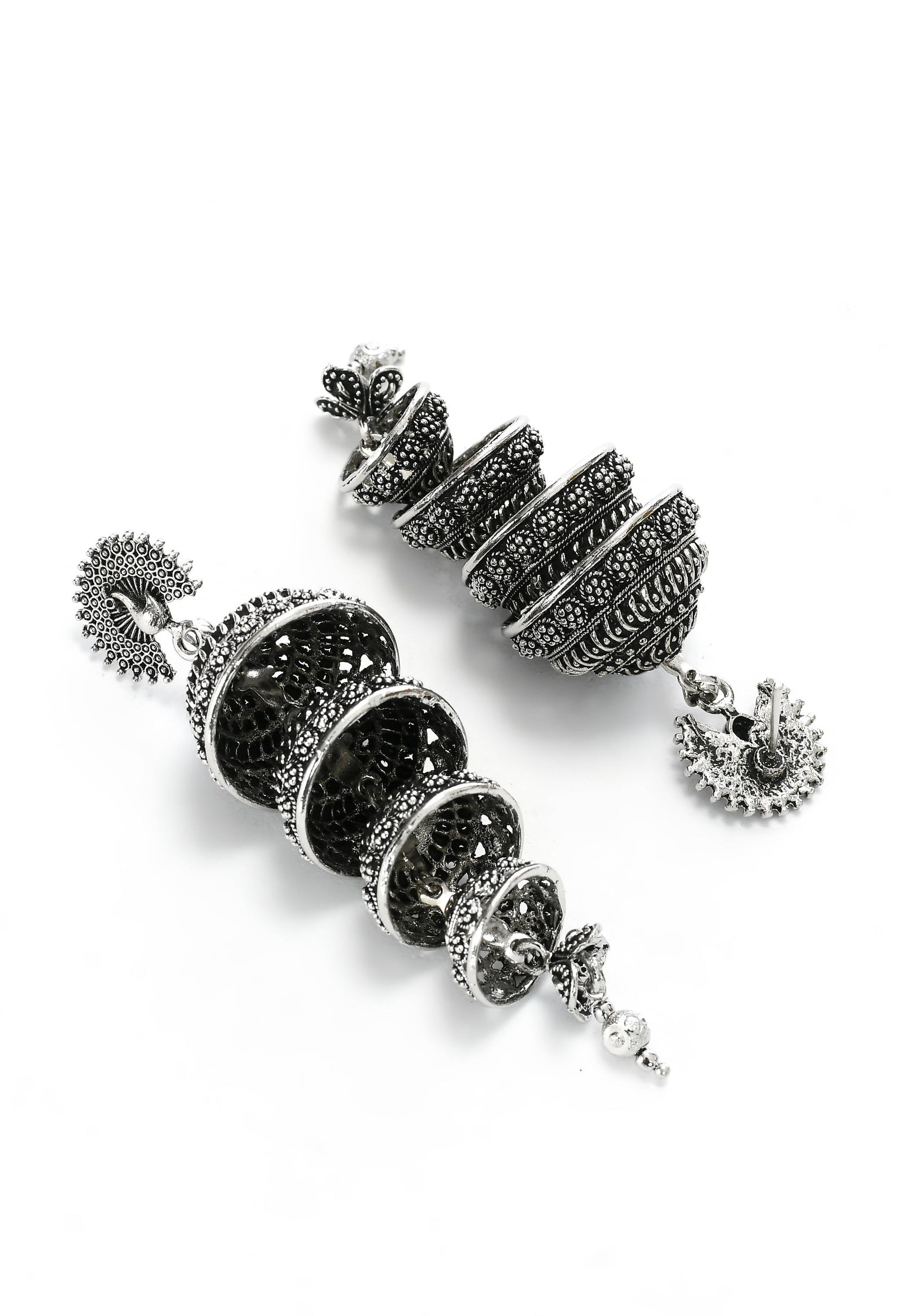 Mominos Fashion Johar Kamal Peacock Design Silver Colour Earrings - Grab2buy