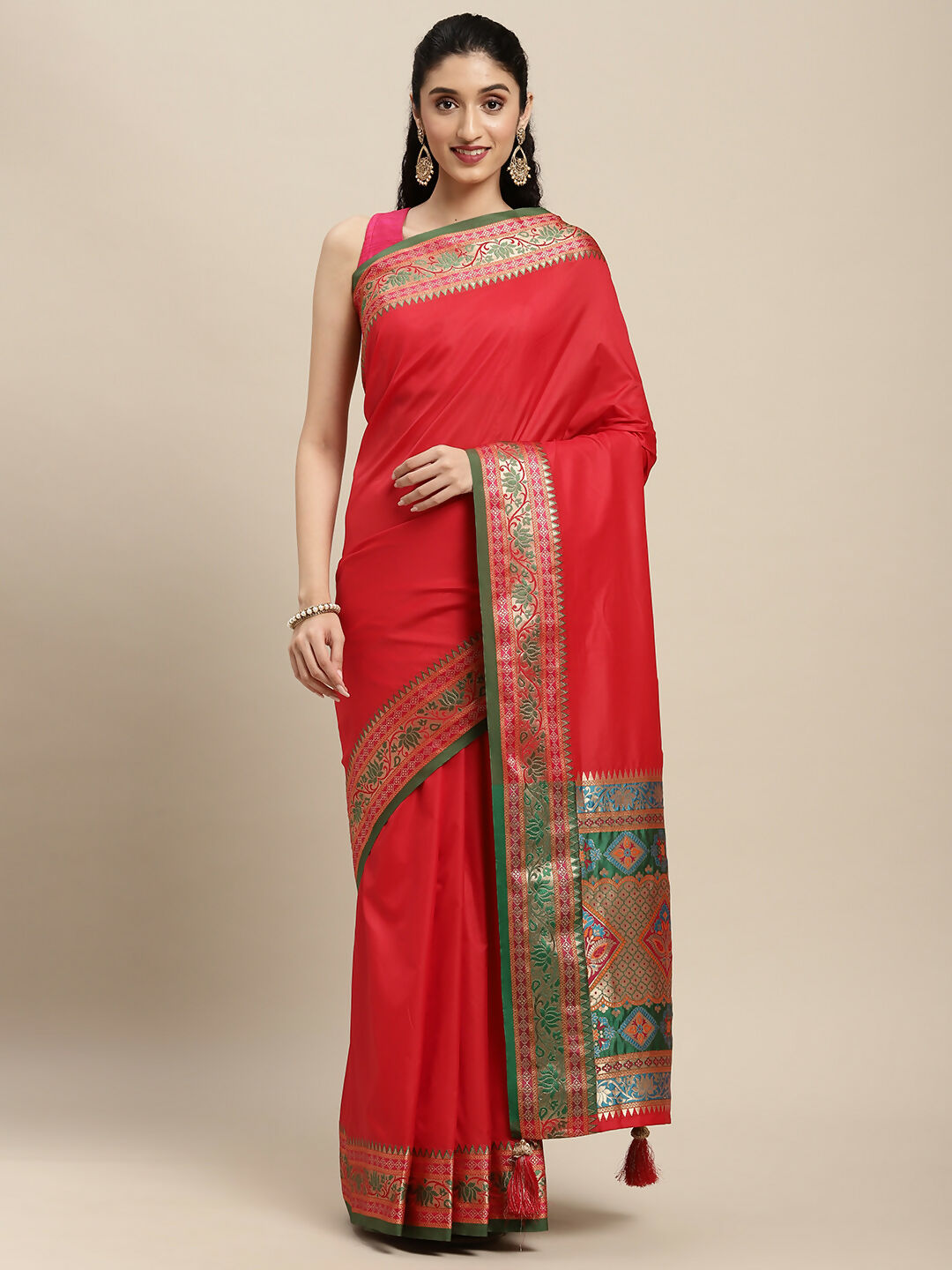 Shree Shyam Fashion Silk Blend Red Saree