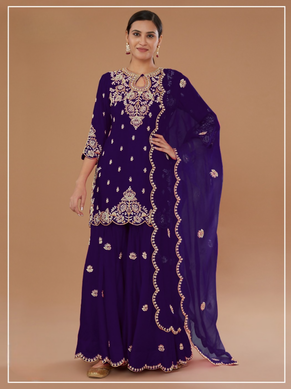 Anaita Purple Vichitra Stitched Suit with Embroidered viscose Thread Jari & Sequence work