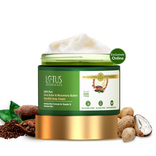 Lotus Botanicals 100% Pure Cocoa Butter & Murumuru Butter HydraMelt Body Cream | Swadesiicart
