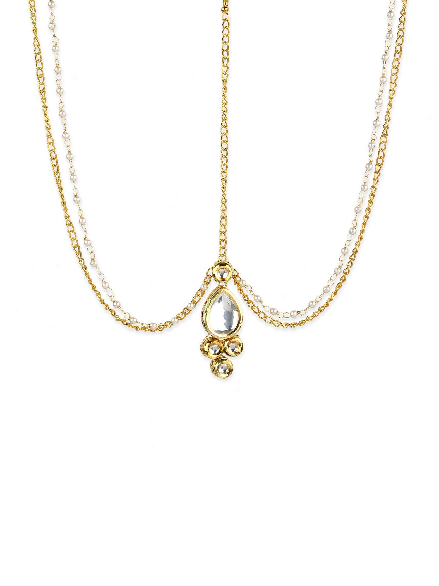 Gold-Plated Kundan Mathapatti - Ruby Raang - Grab2buy