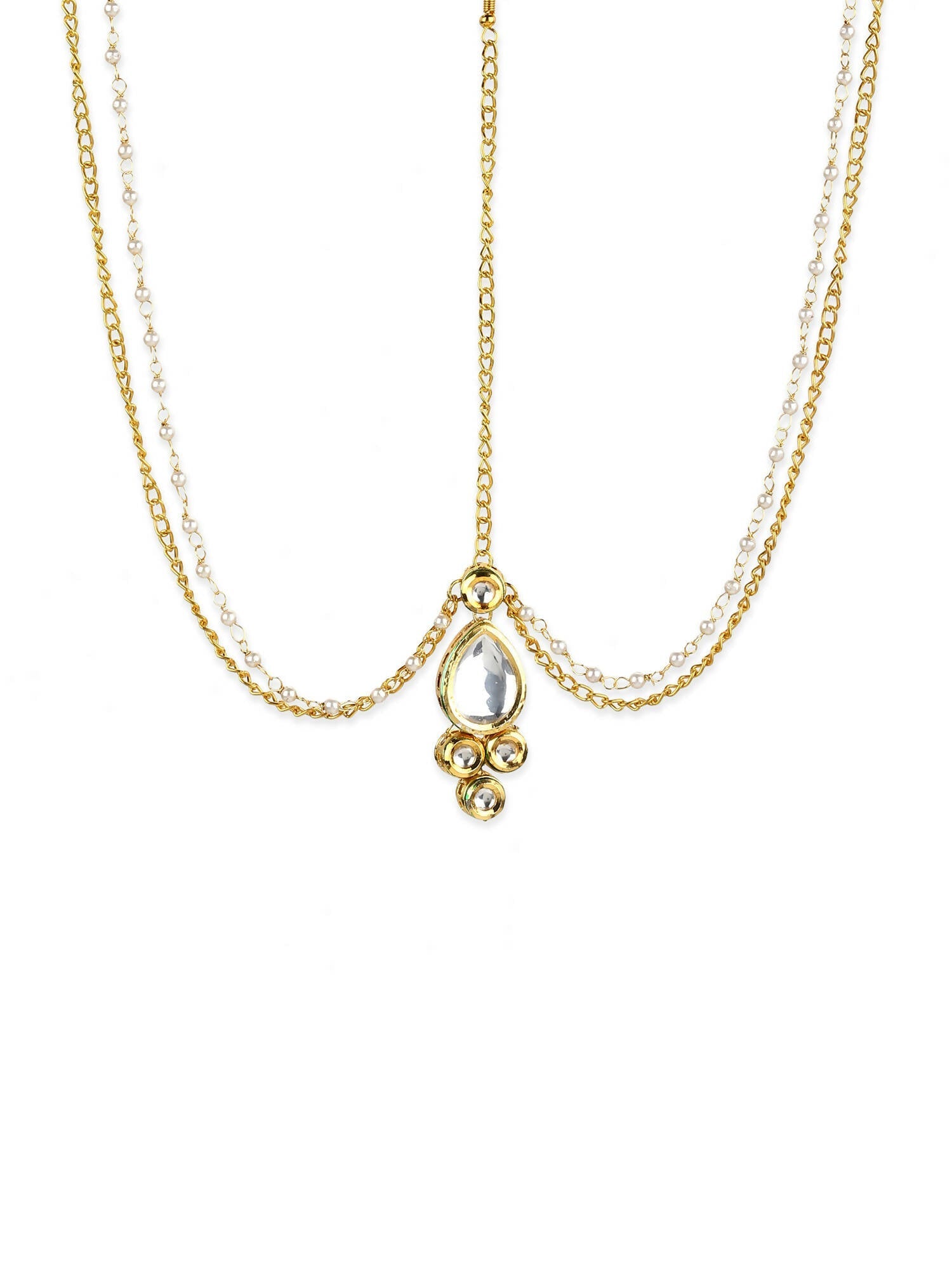 Gold-Polished Kundan Mathapatti - Ruby Raang | Swadesiicart