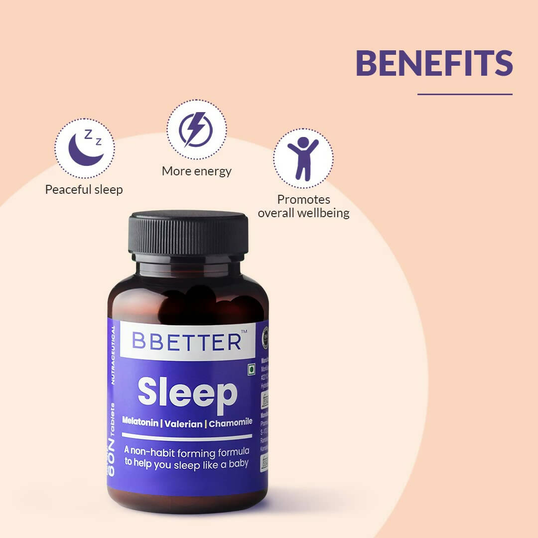 BBETTER Sleep Tablets Melatonin, Valerian, Chamomile 