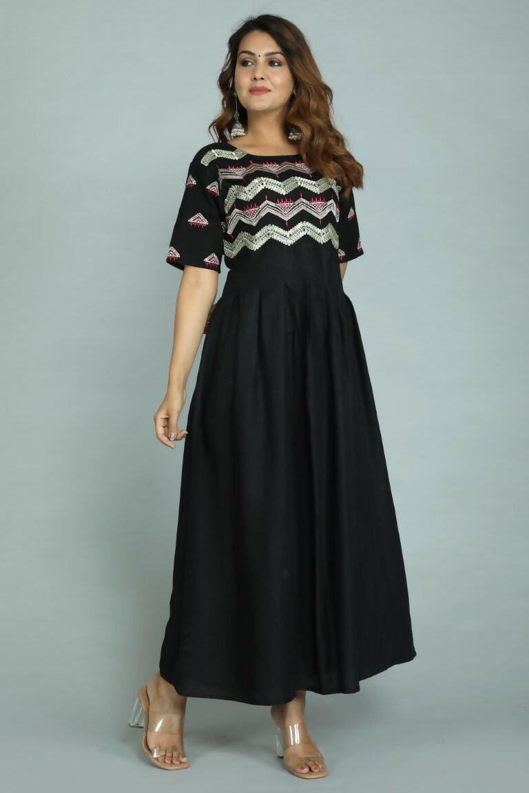 Alvano Printed Stylish Anarkali Kurti for Women and Girls Rayon Embroidery
