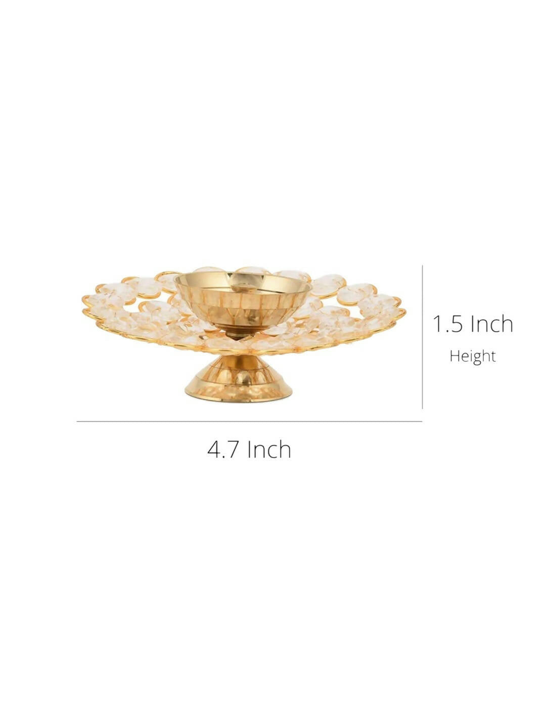 CraftVatika Gold-Toned Crystal Akhand Diya Oil Puja Lamp 
