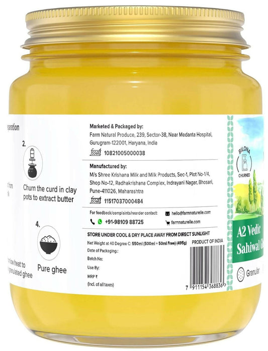 Farm Naturelle A2 Vedic Sahiwal Ghee - Desi Cow Ghee - Grab2buy