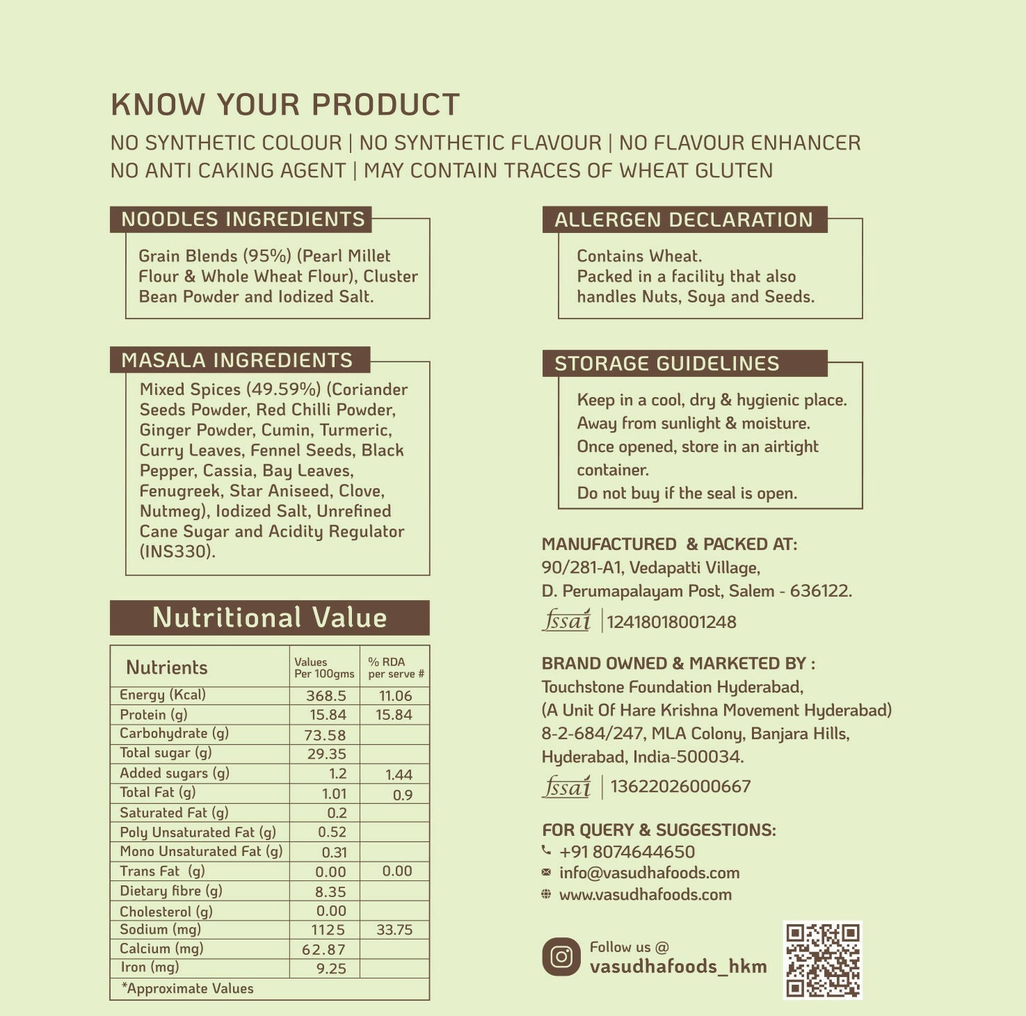Vasudha Nurtured By Nature Pearl Millet Noodles 