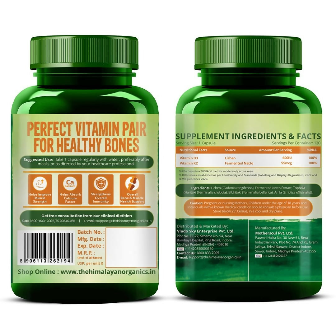 Himalayan Organics Vlado’s Plant Based 600iU Supplement Vitamin D3 + K2 