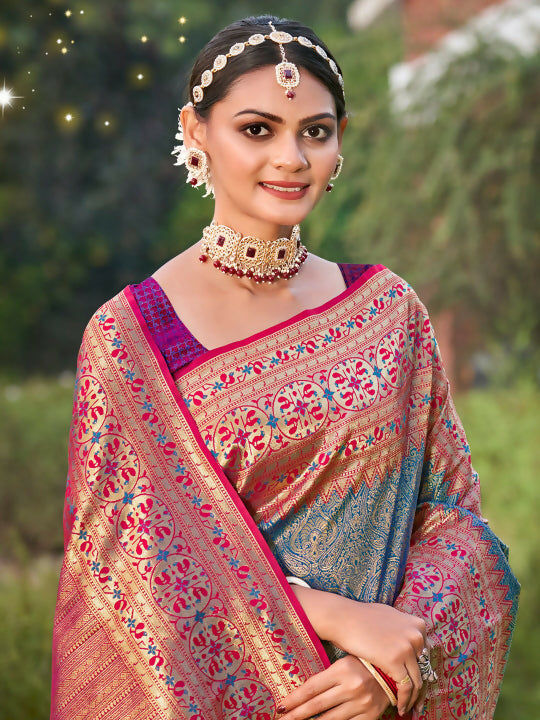 Shree Shyam Fashion Blue Banarasi Silk Saree