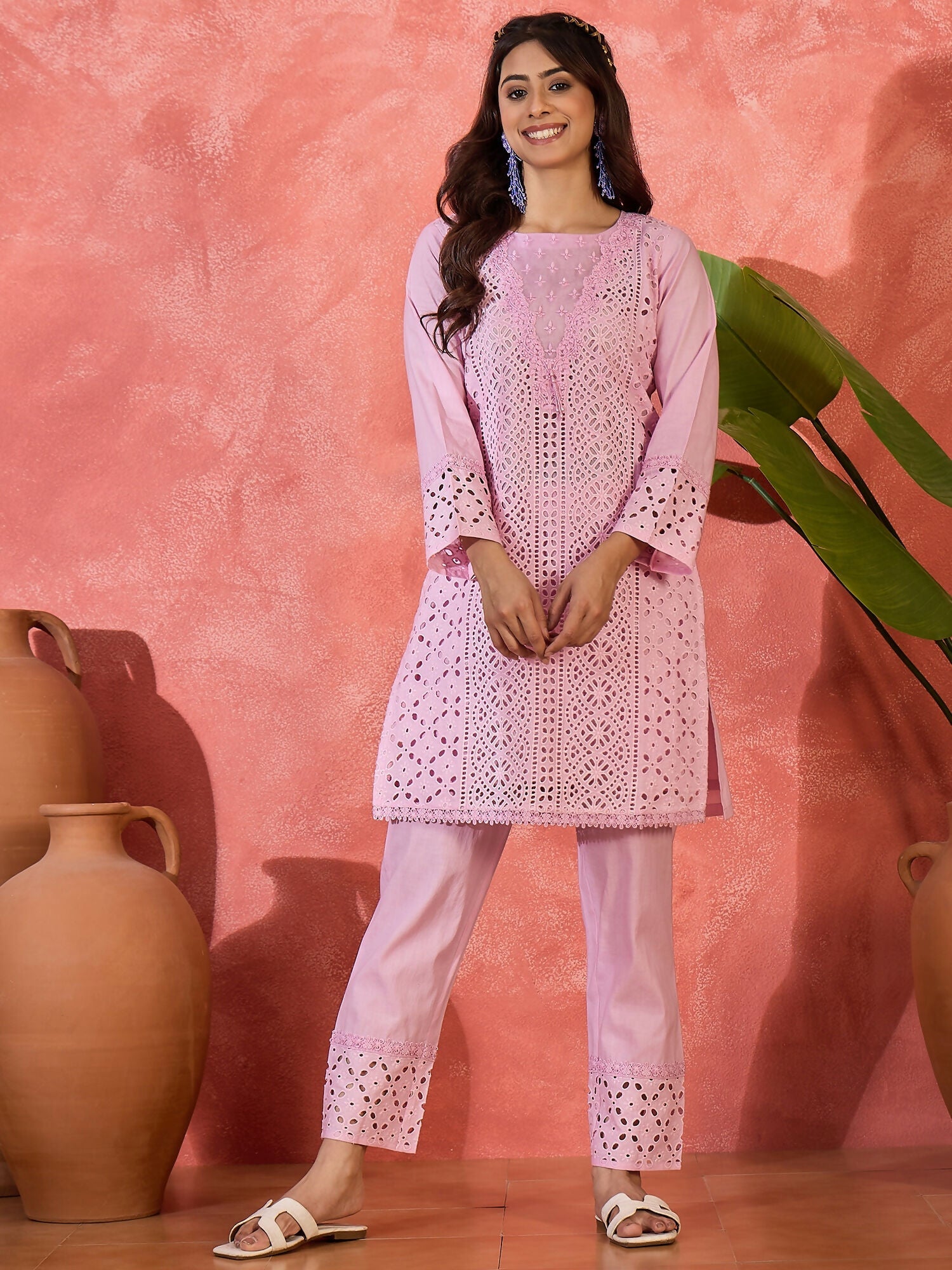Joban Fashion Embroidery Pink Pure Cotton Cord Set