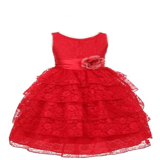 Asmaani Baby Girl's Red Colour Satin A-Line Maxi Full Length Dress (AS-DRESS_22109) - Grab2buy